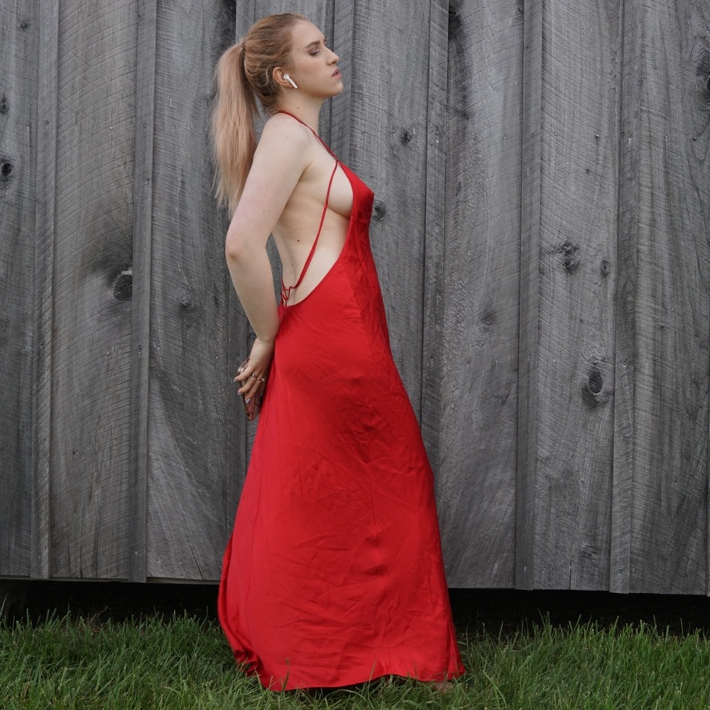 Vtg 90s 100% silk VS maxi dress super sexy lg